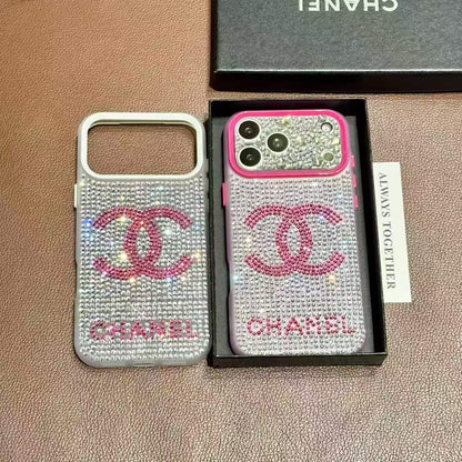 A luxurious, sparkling, and dazzling diamond iPhone phone case.
