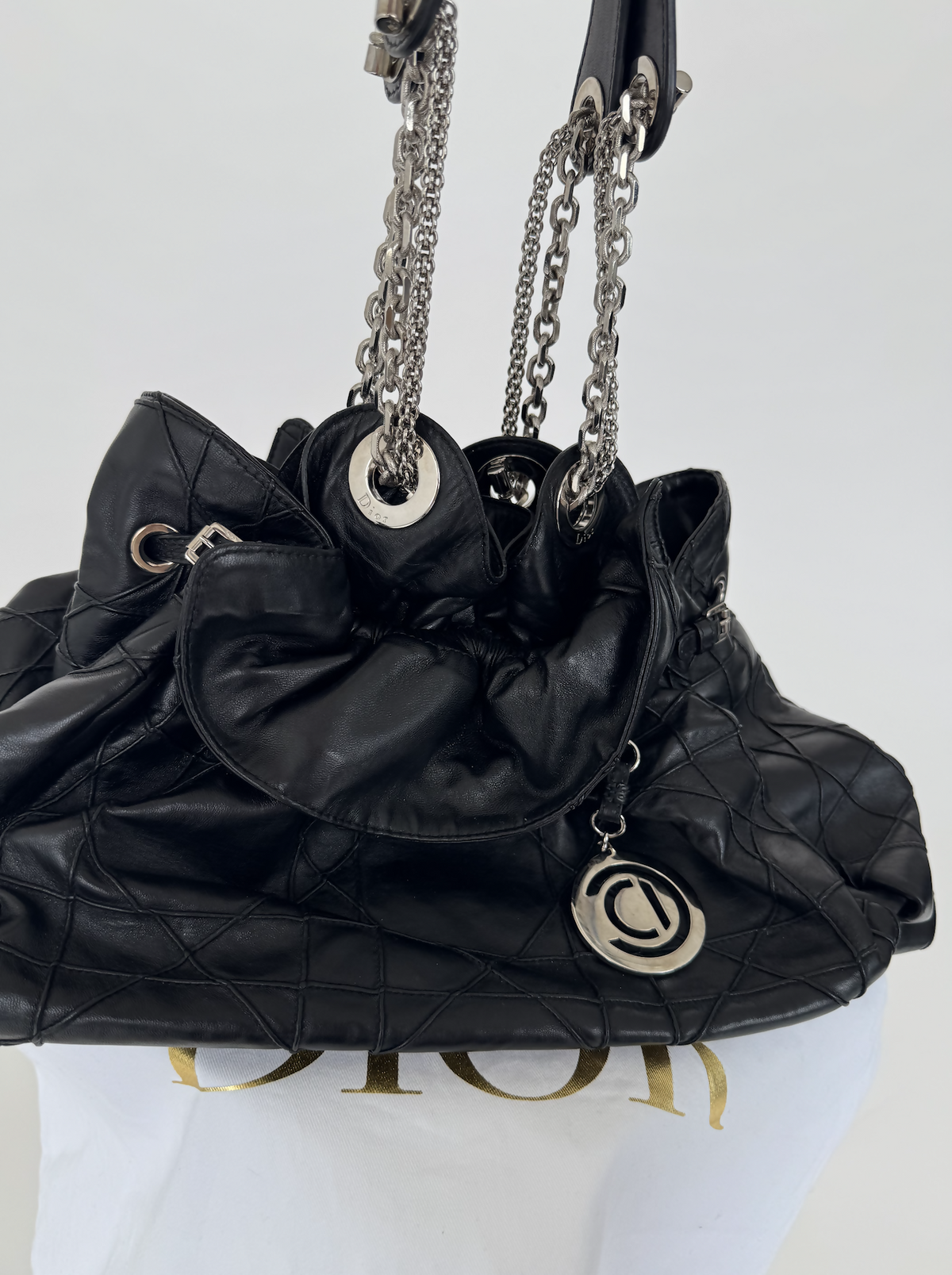 Christian Dior Black Cannage Leather Le Trente Shoulder Bag Rovelle Bags