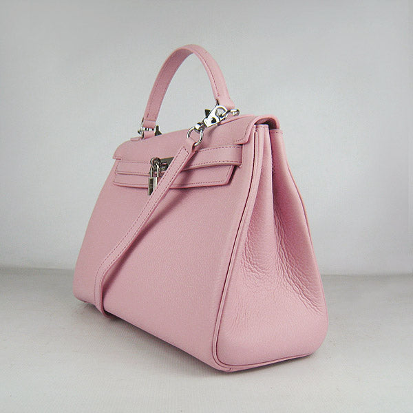 Luxury Hermes Kelly 32Cm Togo Leather Handbag 6108 Pink Silver