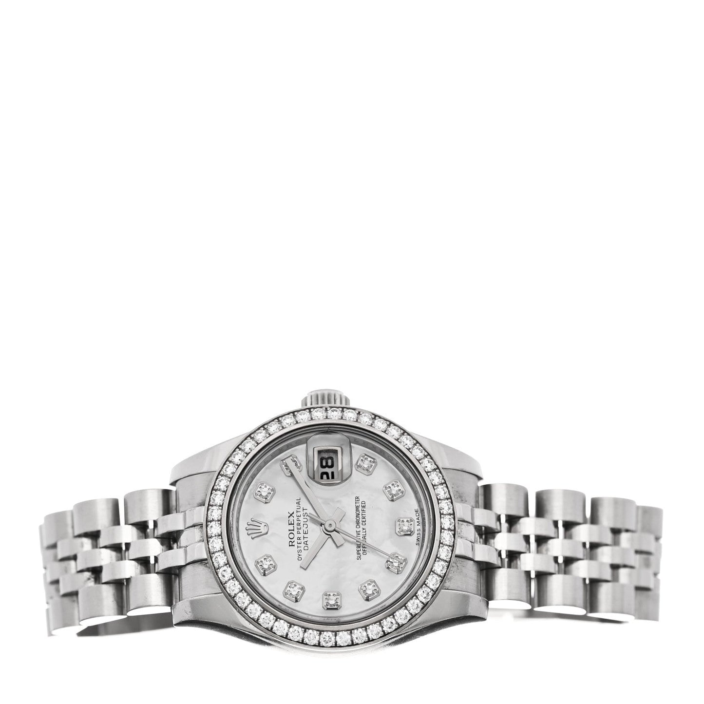 Stainless Steel 18K White Gold Diamond Mother of Pearl 26mm Oyster Perpetual Datejust Watch 179384