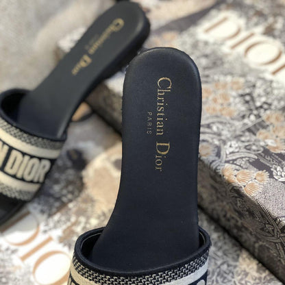 Dior Black Fabric Dway slides
