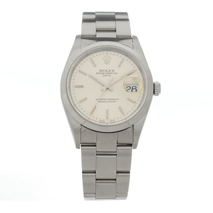Stainless Steel 34mm Oyster Perpertual Date Watch Silver 15200