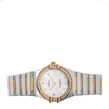 Stainless Steel 18K Yellow Gold Diamond Bezel Mother of Pearl 25.5mm Constellation My Choice Quartz Watch 1376.71.00