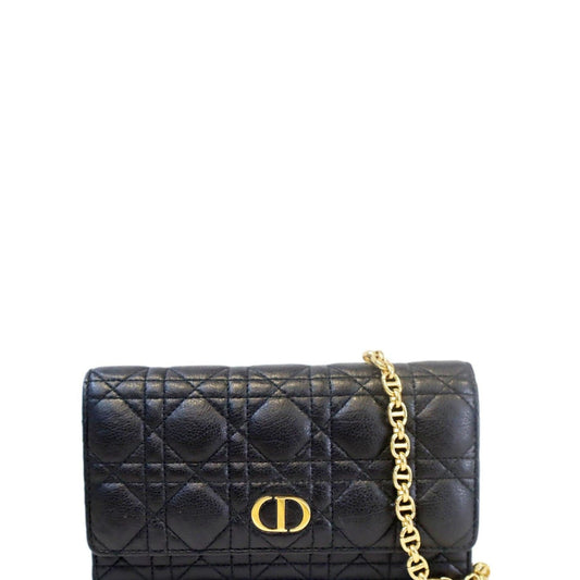 CHRISTIAN DIOR Caro Cannage Calf Leather Shoulder Bag Black Rovelle Bags