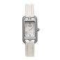 Stainless Steel Alligator Diamond Bezel Mother of Pearl 17mm Nantucket Quartz Watch Blanc