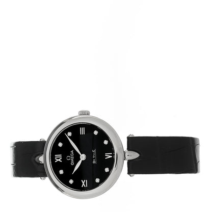 Stainless Steel Alligator Diamond 27mm De Ville Quartz Watch Black 424.13.27.60.51.001
