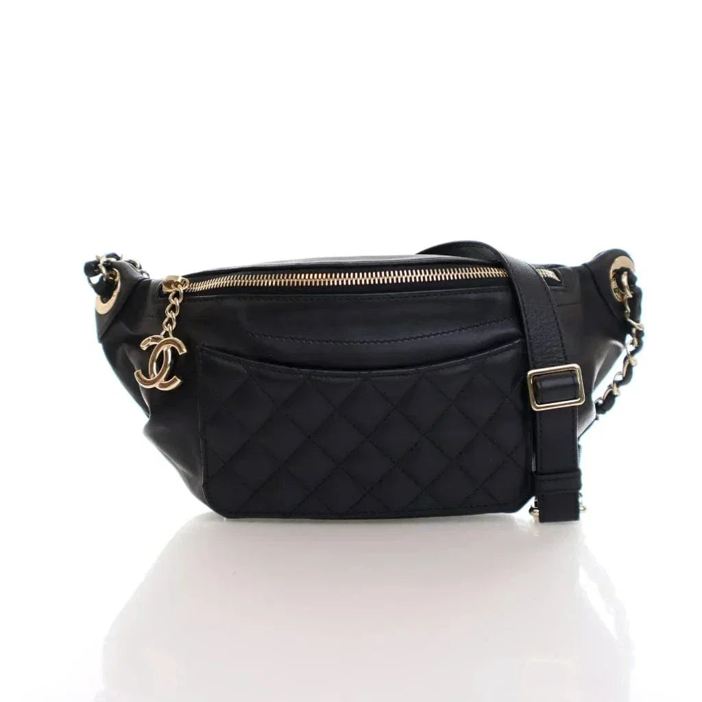 Chanel Black Calfskin Quilted Belt Bag Rovelle Bags