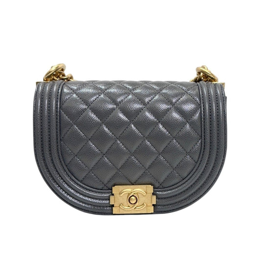 Chanel Saddle Caviar Grey Handbag Rovelle Bags