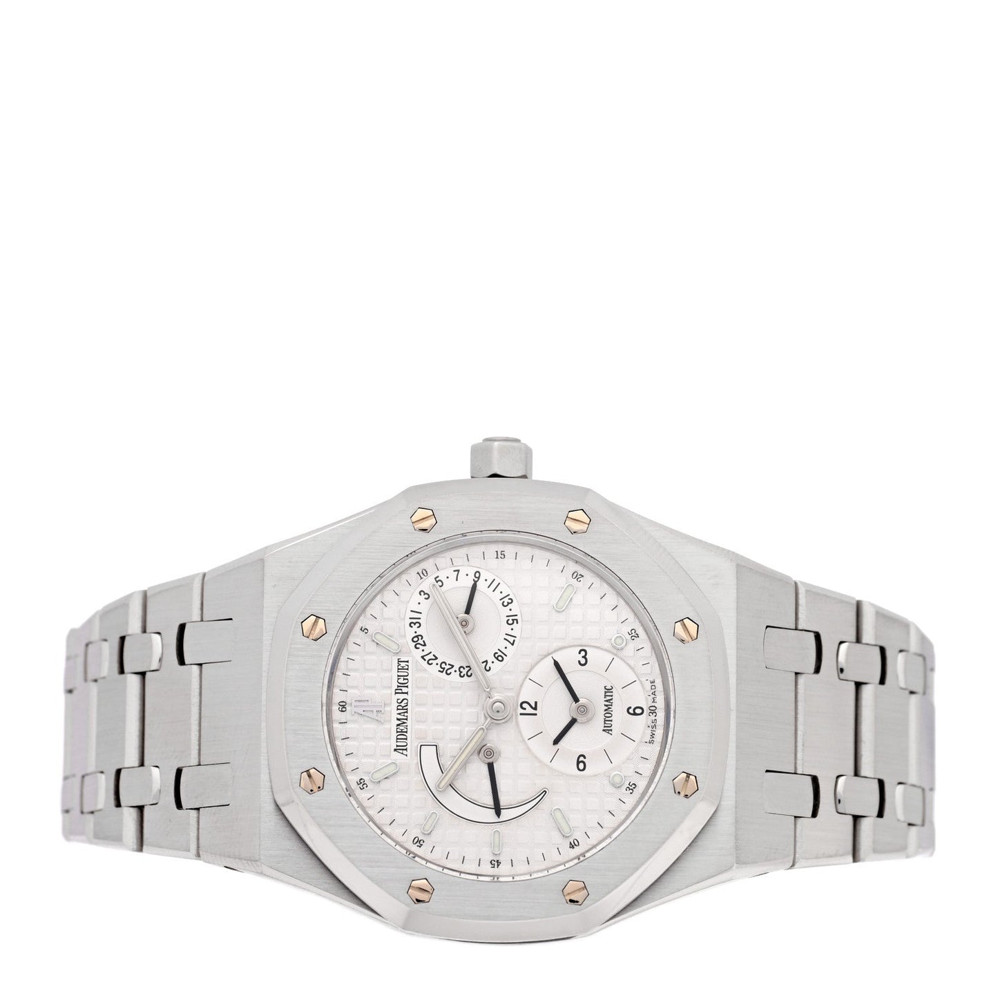 Stainless Steel 36mm Royal Oak Dual Time Automatic Watch White 25730ST.OO.0789ST.09