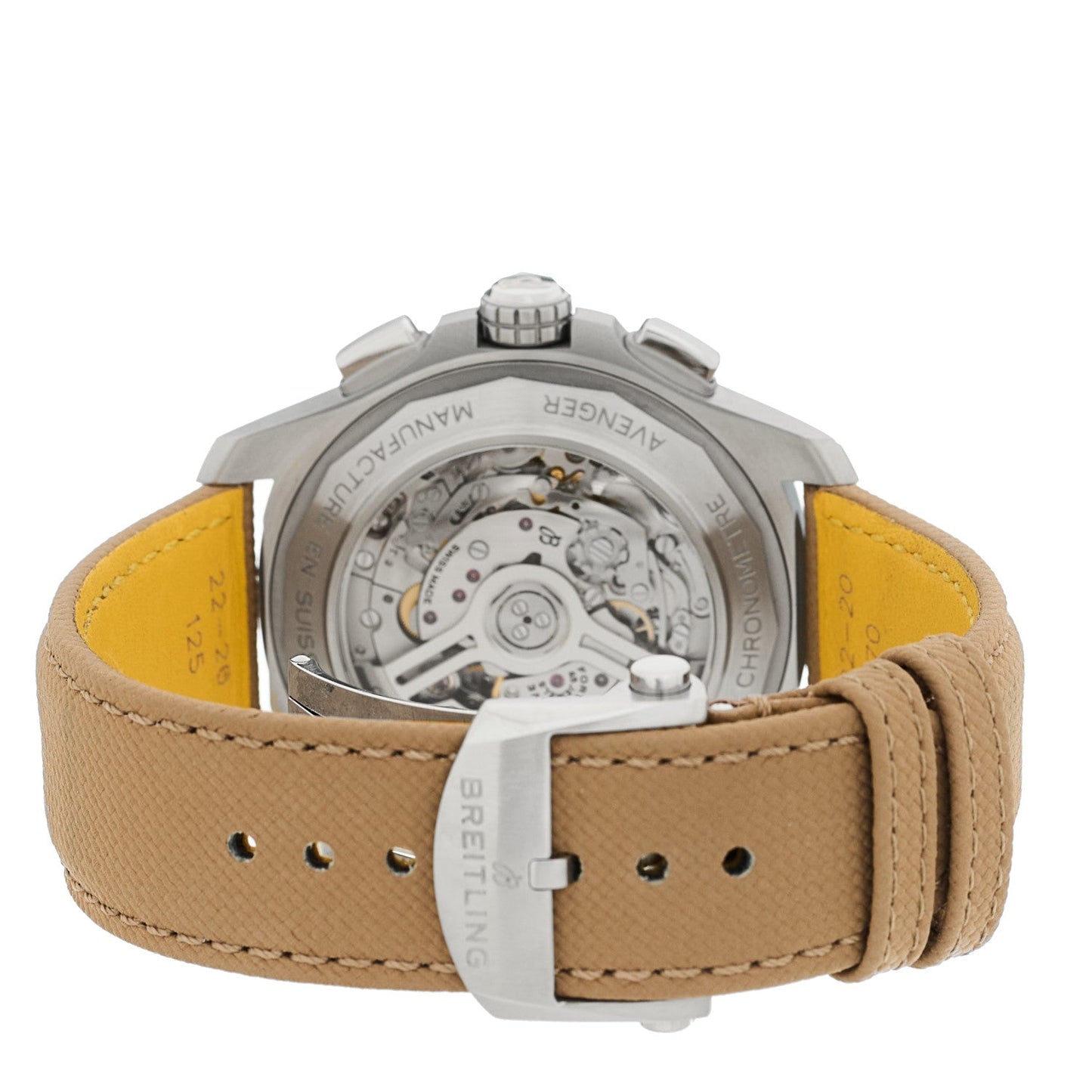 Stainless Steel Calfskin 44mm Avenger B01 Chronograph Automatic Watch Sand AB0147101A1X1