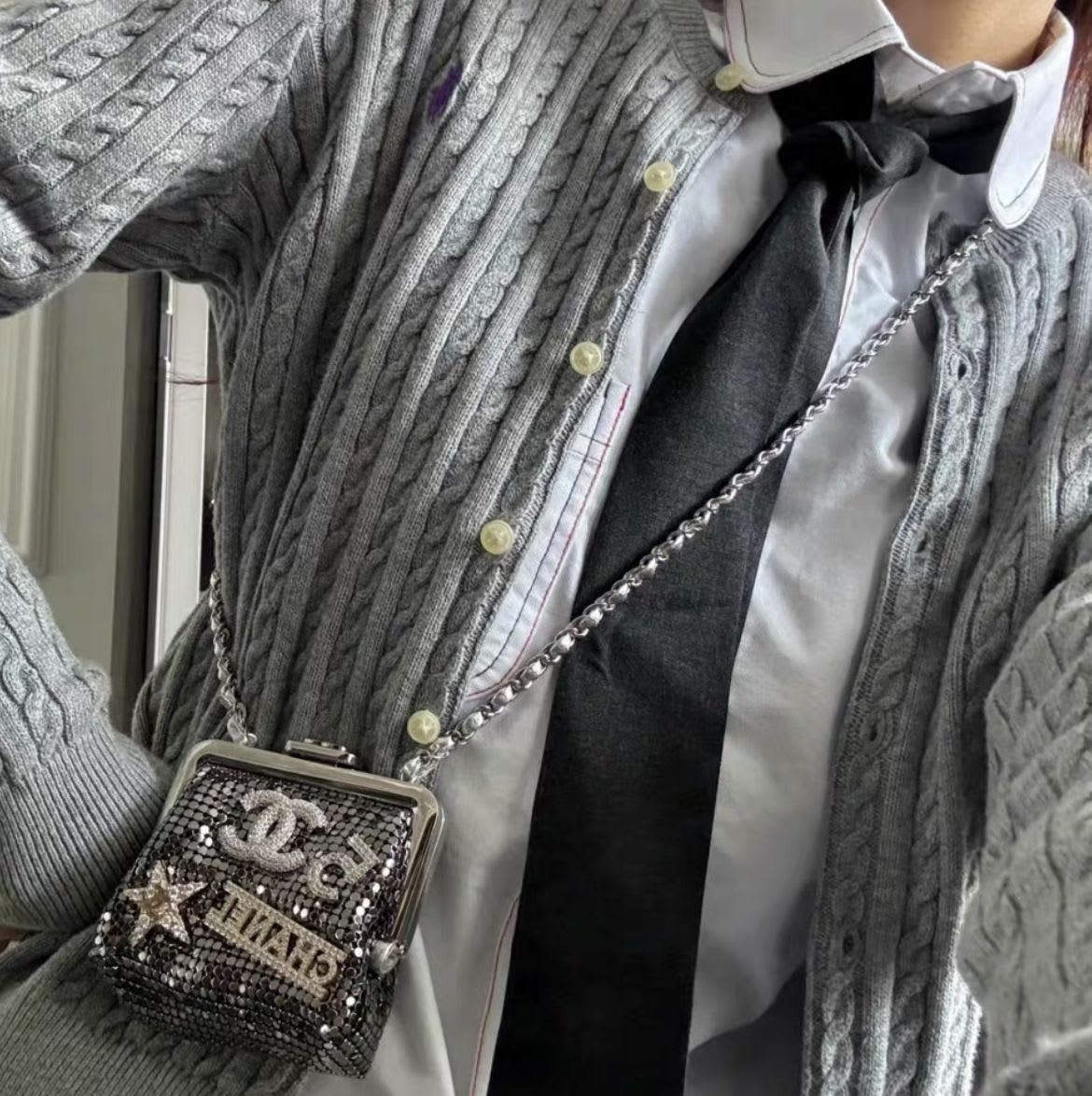 Chanel Luxury Leather Silver Clutch Silver Rovelle Bags