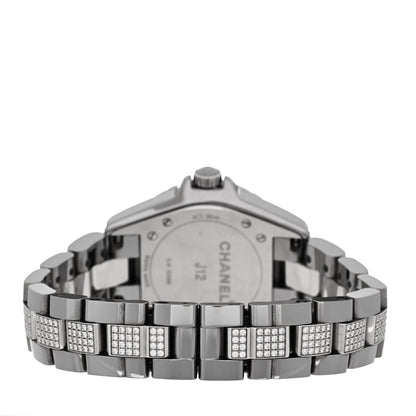 Stainless Steel Ceramic Diamond 33mm J12 Quartz Watch Grey