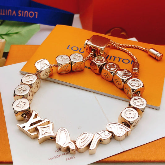 High-Quality Rose Gold Polished Square-Link Bracelet