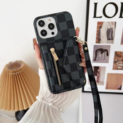 Tri-fold zipper phone case for iphone