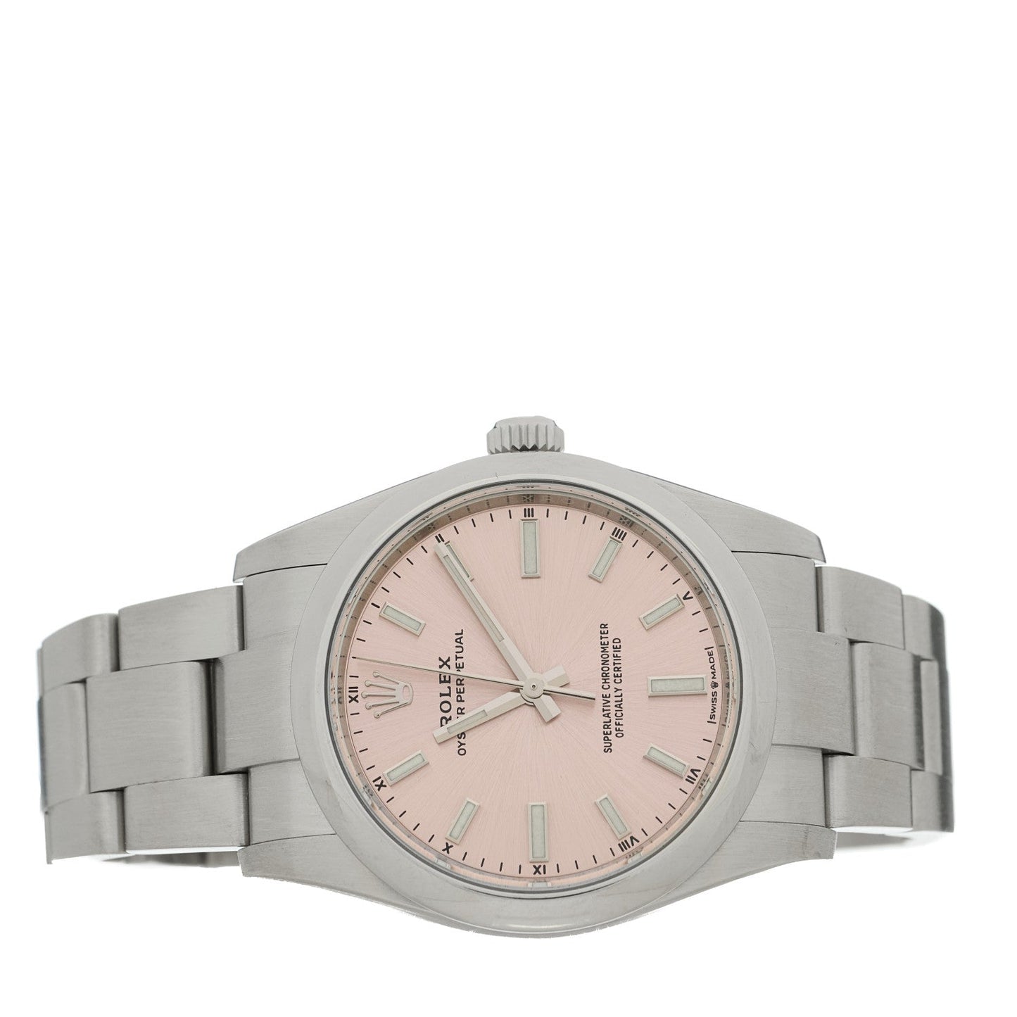 Stainless Steel 34mm Oyster Perpetual Watch Pink 124200