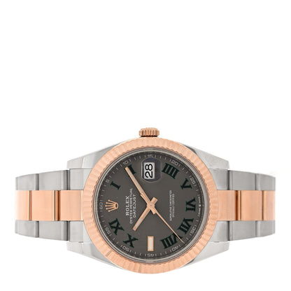 Stainless Steel 18K Everose Gold 41mm Oyster Perpetual Wimbledon Datejust Watch Slate 126331