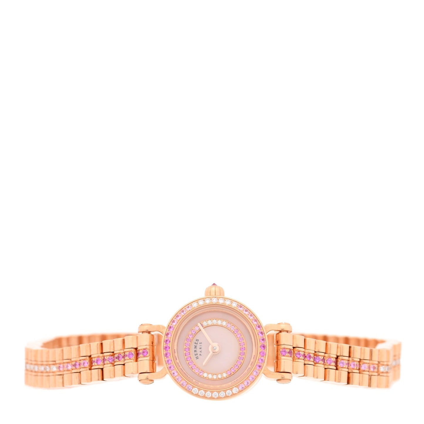 18K Rose Gold Diamond Pink Sapphire 16mm Faubourg Quartz Watch
