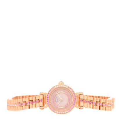 18K Rose Gold Diamond Pink Sapphire 16mm Faubourg Quartz Watch