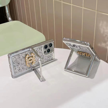 Fashion CC Sparkling powder invisible bracket phone case for iPhone