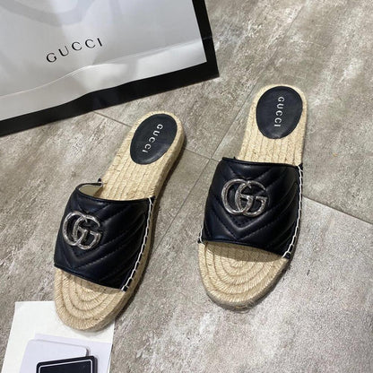 Gucci quilted leather slide sandals