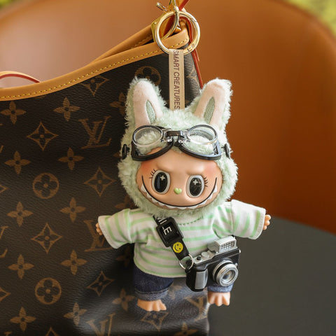(Baby + clothes) Sitting party baby clothes plush vinyl face doll bag pendant girl gift