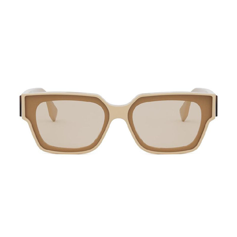 Fendi Sunglasses Square Full Rim, Beige Frame and Brown Lens FE40099I57E Rovelle Bags