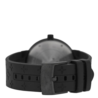 Stainless Steel Rubber 39mm Tambour Slim Rainbow Quartz Watch Black
