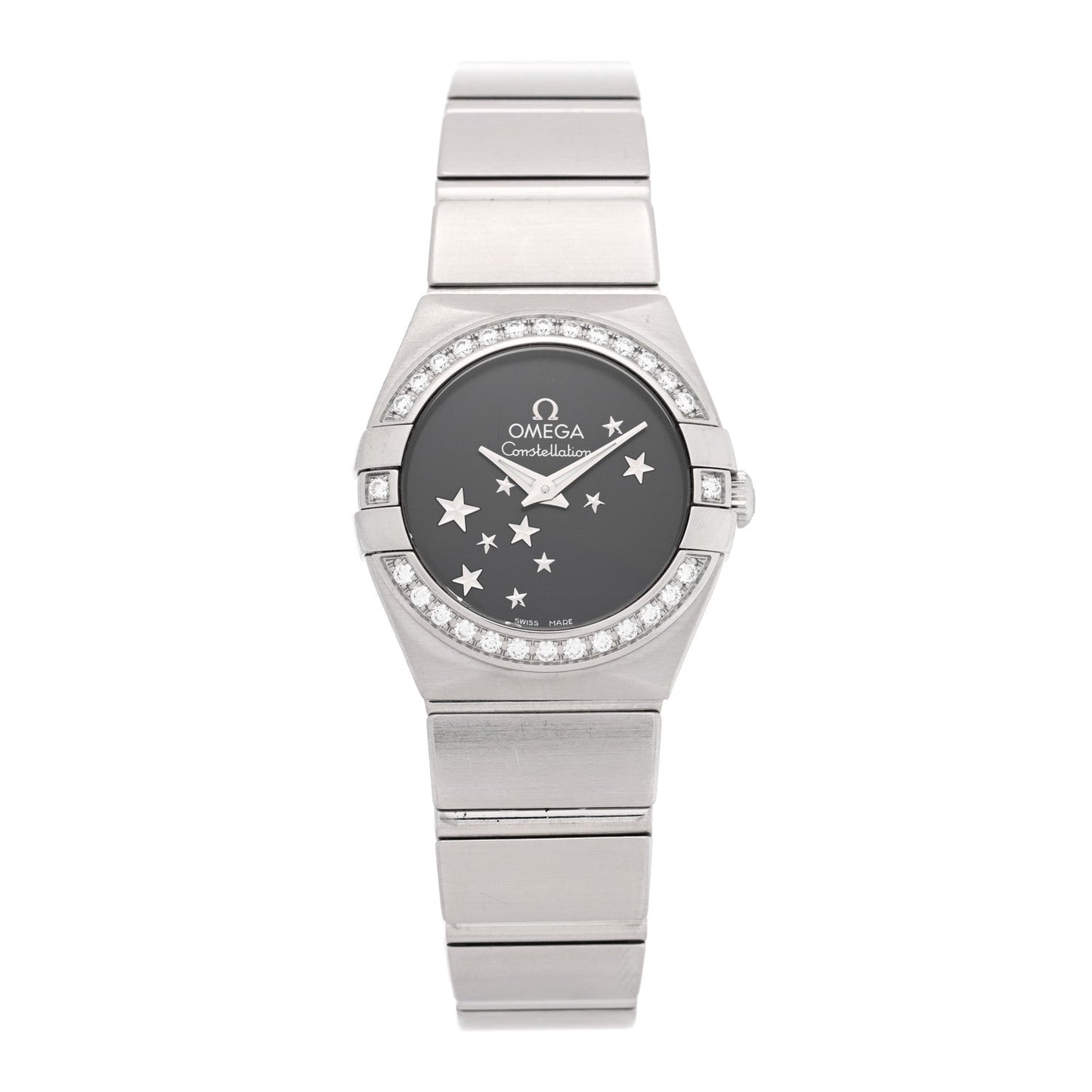 Stainless Steel Diamond Bezel 24mm Constellation Automatic Watch Black 123.15.24.60.01.001