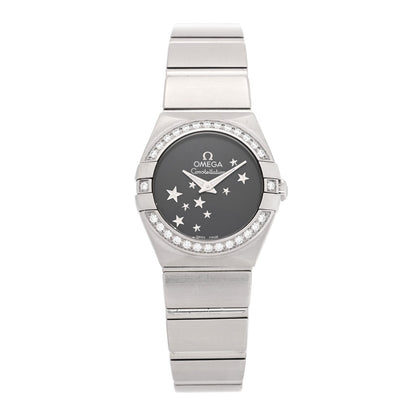 Stainless Steel Diamond Bezel 24mm Constellation Automatic Watch Black 123.15.24.60.01.001