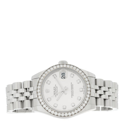 Stainless Steel 18K White Gold Diamond Bezel 31mm Oyster Perpetual Datejust Watch Silver 278384RBR