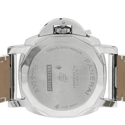 Stainless Steel Alligator 38mm Luminor Due Luna Rossa Automatic Watch White PAM01306