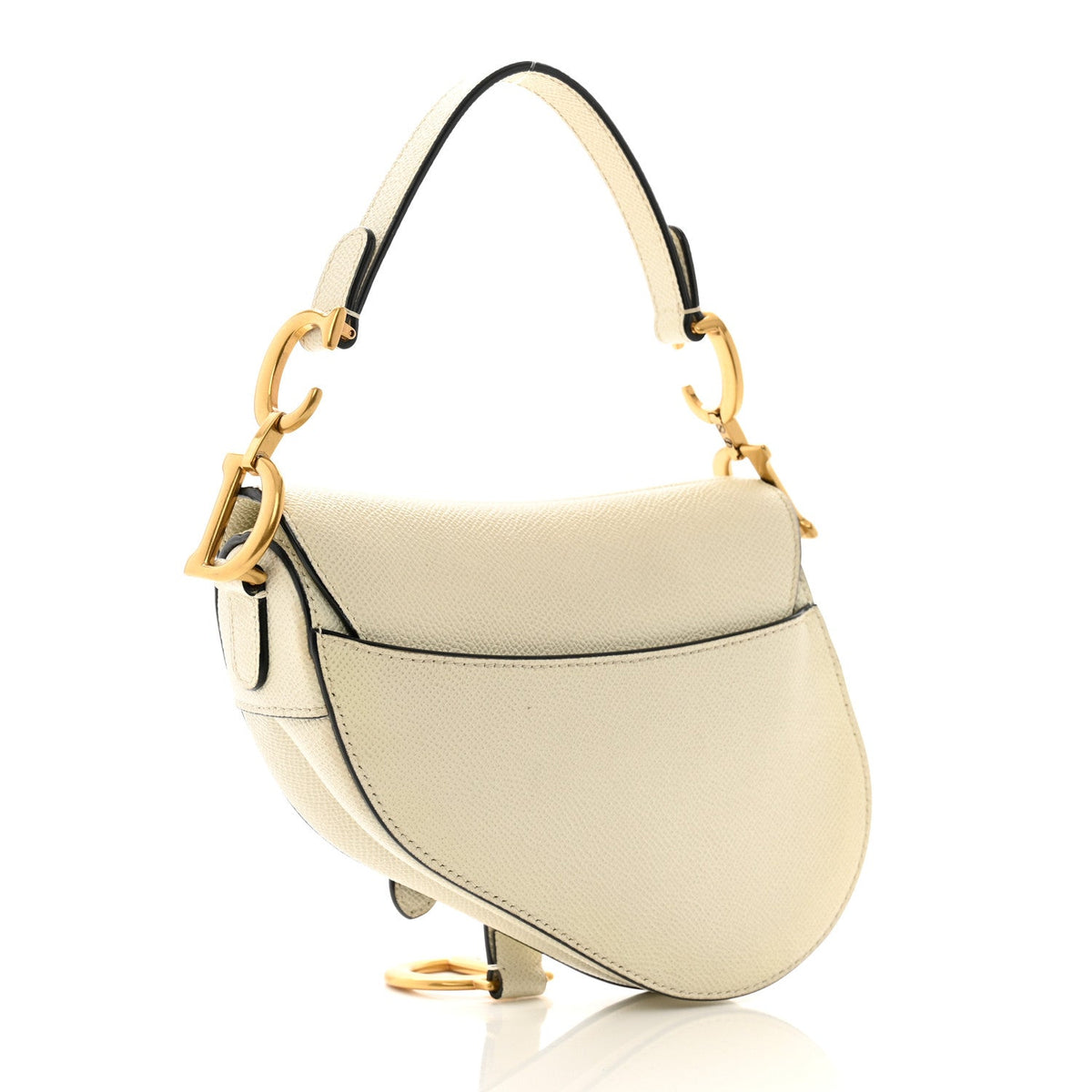 Christian Dior Grained Calfskin Mini Saddle Bag White Rovelle Bags
