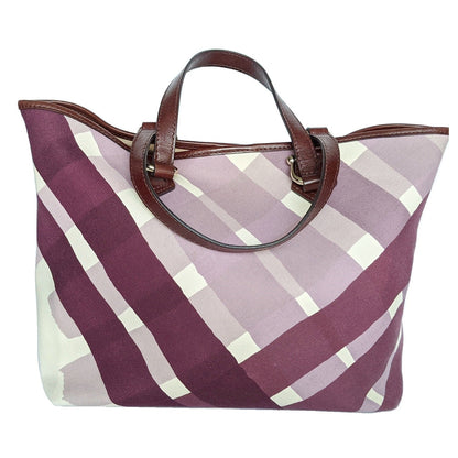 Burberry Print Handbags Canvas Purple Shoulder Bag