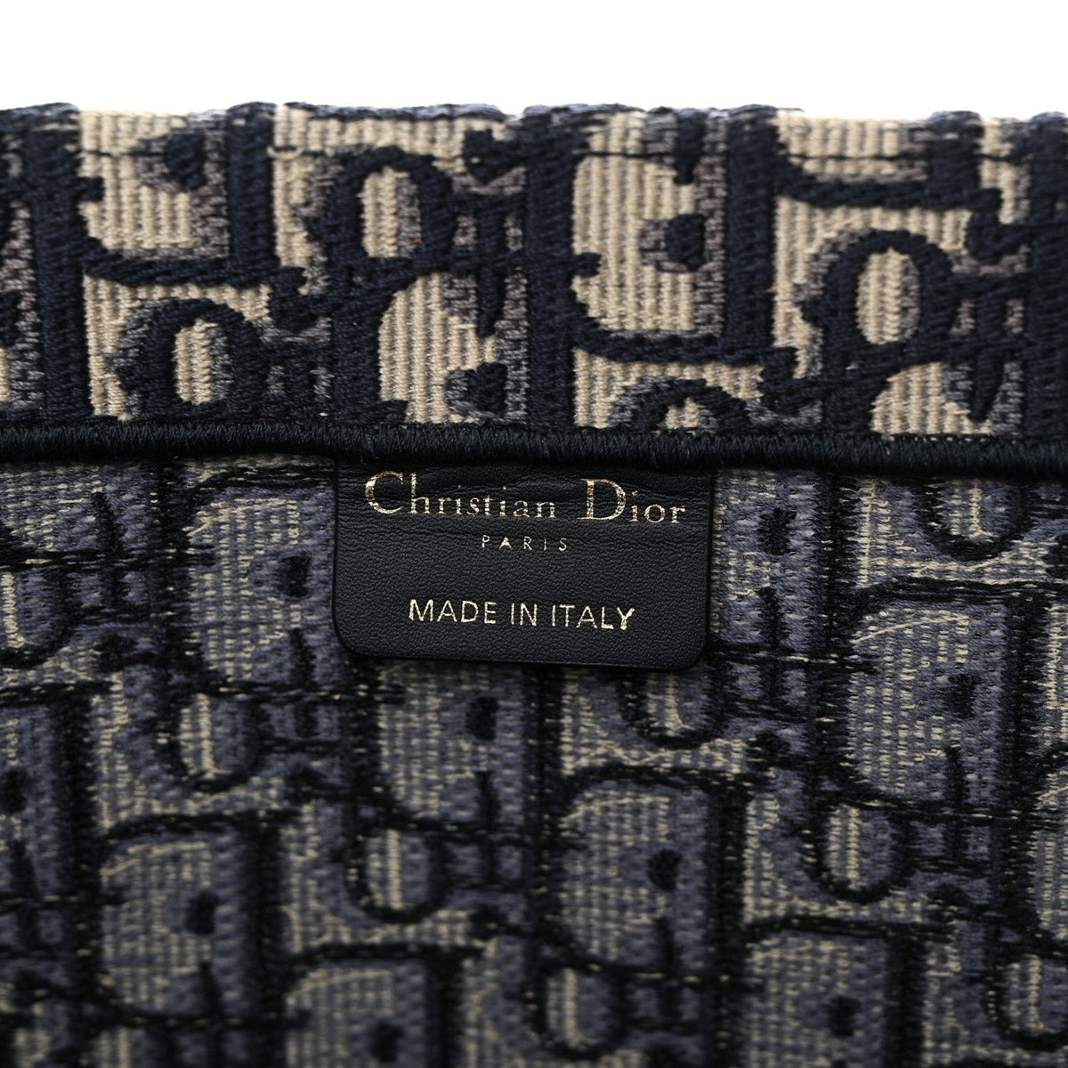 DIOR ECRU & BLUE OBLIQUE EMBROIDERY LARGE BOOK TOTE BAG Rovelle Bags