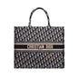 DIOR ECRU & BLUE OBLIQUE EMBROIDERY LARGE BOOK TOTE BAG Rovelle Bags