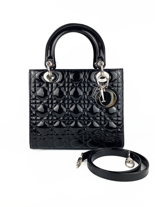 Christian Dior Medium Black Lady Dior Bag Rovelle Bags