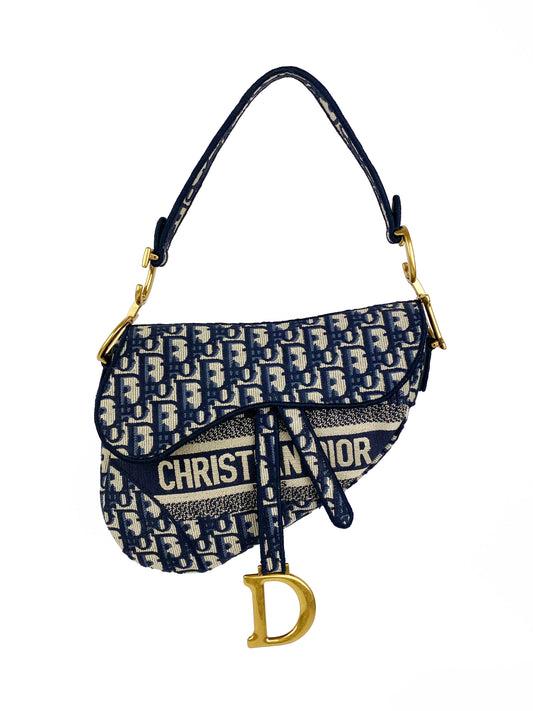Christian Dior Blue Oblique Saddle Bag Rovelle Bags