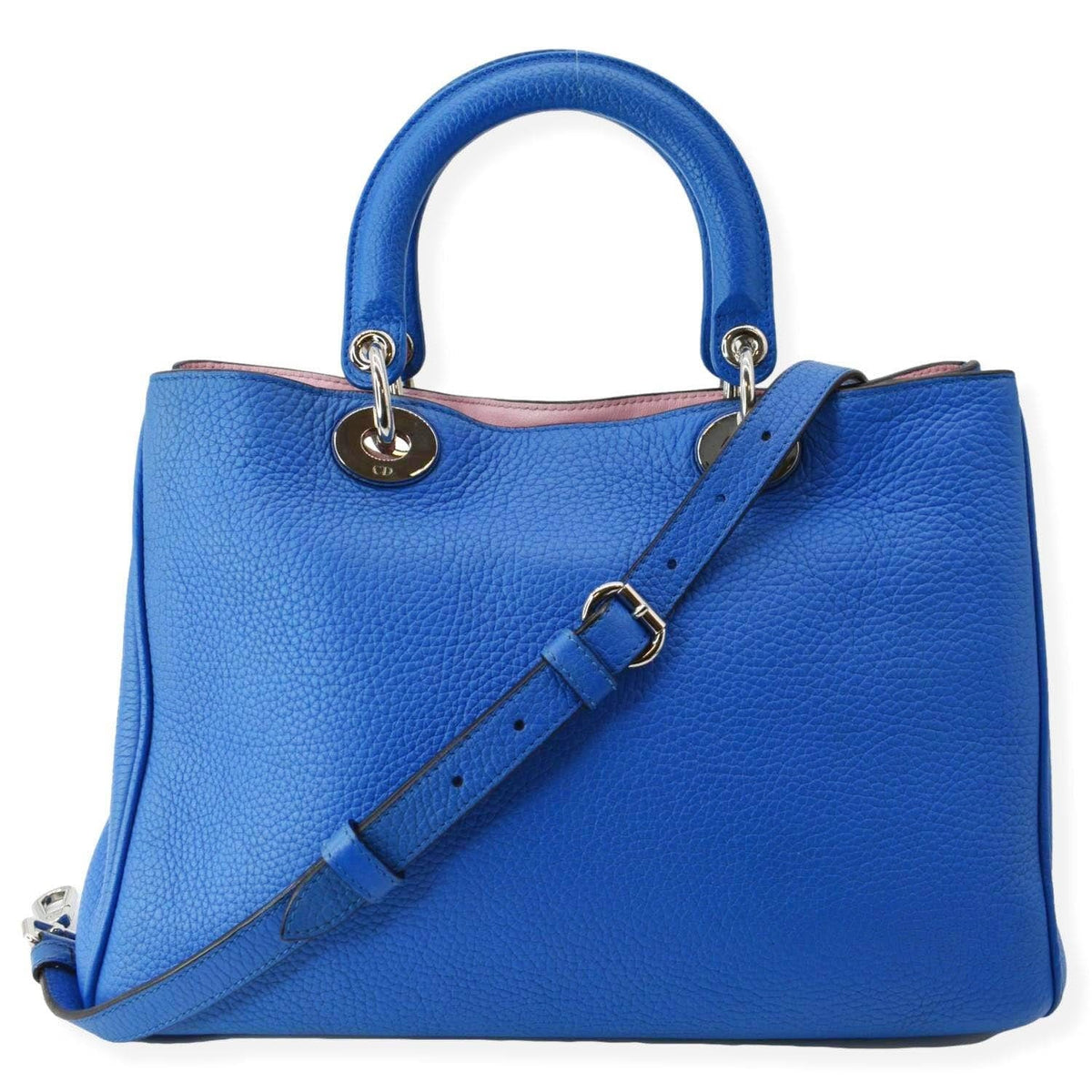 CHRISTIAN DIOR Diorissimo Leather Medium Tote Bag Blue Rovelle Bags