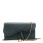 CHRISTIAN DIOR Long Saddle Leather Crossbody Chain Wallet Black Rovelle Bags