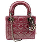 CHRISTIAN DIOR Mini Lady Dior Pearlescent Cannage Lambskin Shoulder Bag Pink Rovelle Bags
