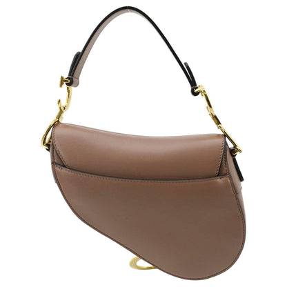 CHRISTIAN DIOR Saddle Calfskin Leather Satchel Bag Rose Taupe Rovelle Bags