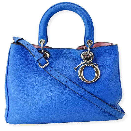CHRISTIAN DIOR Diorissimo Leather Medium Tote Bag Blue Rovelle Bags