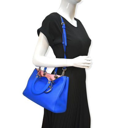 CHRISTIAN DIOR Diorissimo Leather Medium Tote Bag Blue Rovelle Bags
