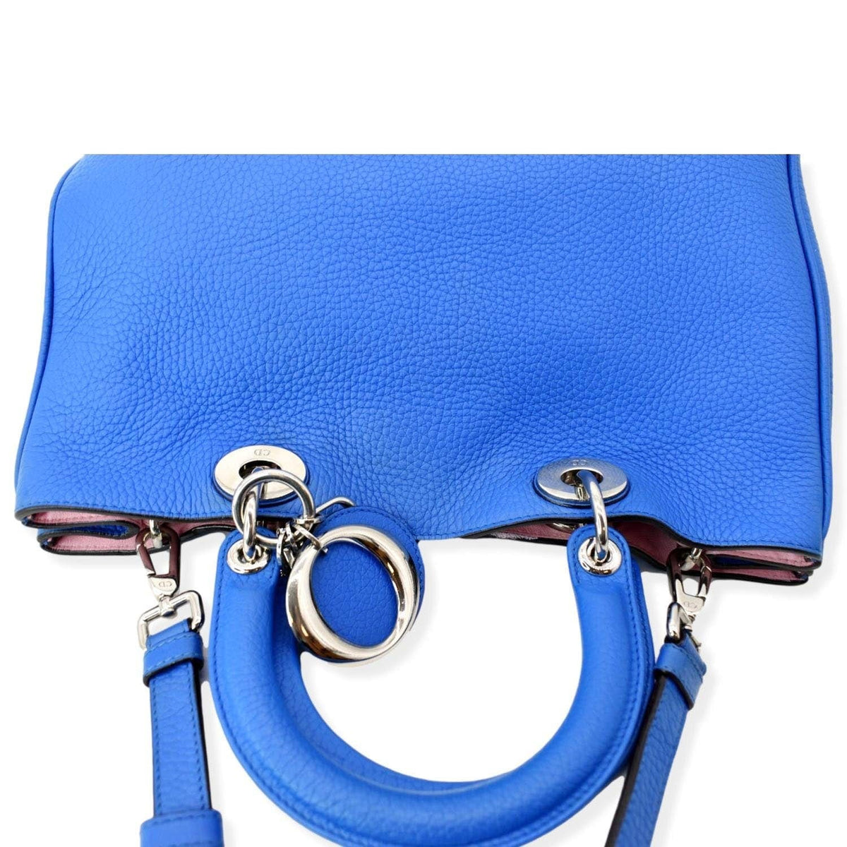 CHRISTIAN DIOR Diorissimo Leather Medium Tote Bag Blue Rovelle Bags