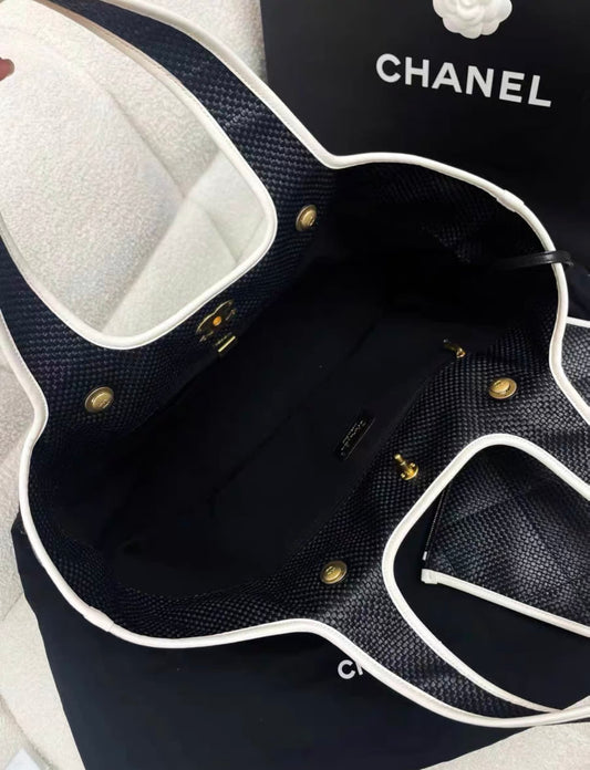 Chanel Shopping Tote Calfskin Black Tote Bag Rovelle Bags