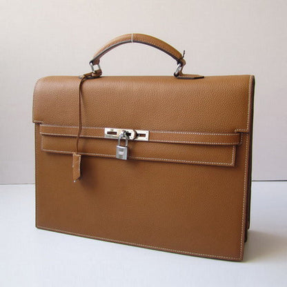 Luxury Hermes Briefcases Briefcase Cow Leather Coffee Bag