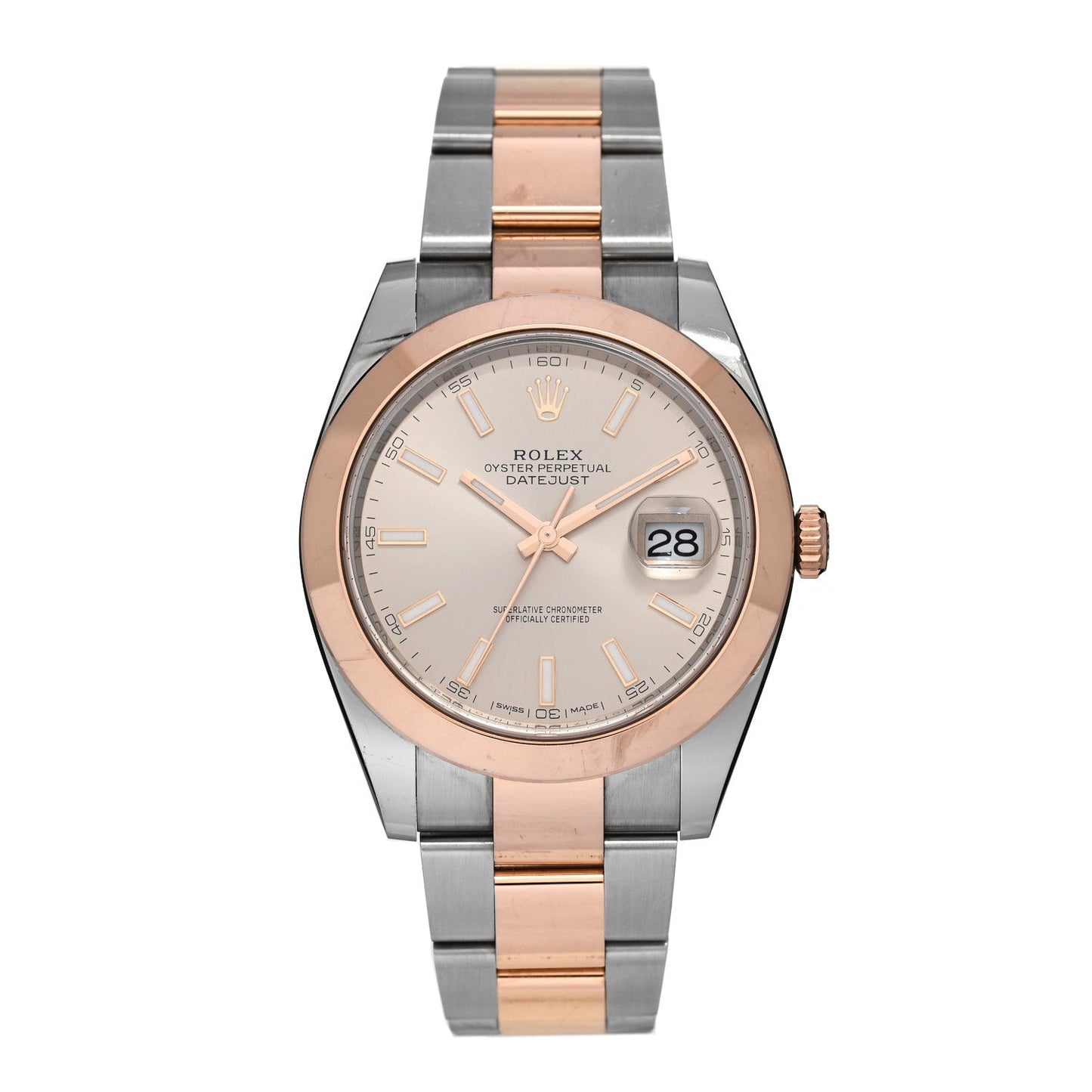 Stainless Steel 18K Everose Gold 41mm Oyster Perpetual Datejust Watch Sundust 126301