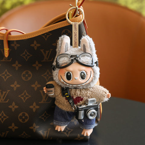 (Baby + clothes) Sitting party baby clothes plush vinyl face doll bag pendant girl gift