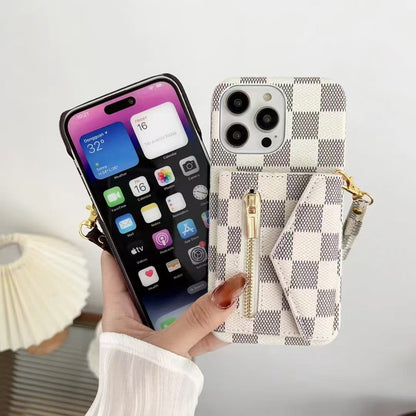 Tri-fold zipper phone case for iphone