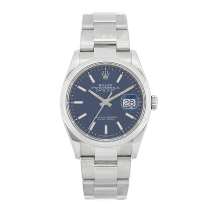 Stainless Steel 36mm Oyster Perpetual Datejust Watch Bright Blue 126200